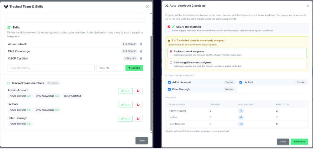 Screenshot of Skill Based Tasks Interface