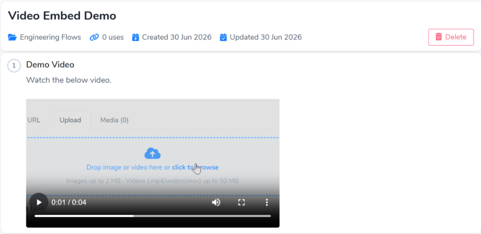 Screenshot of Video Embed Interface