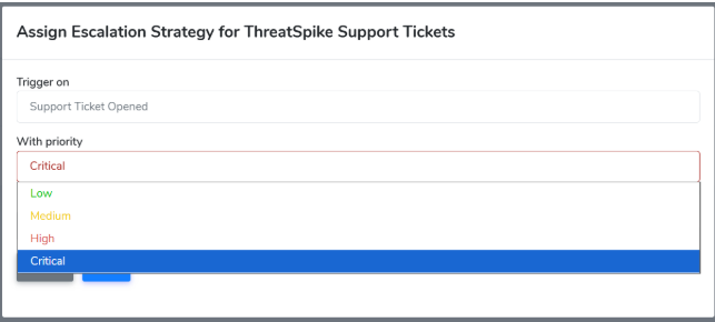 Screenshot of Ticket Escalation Interface