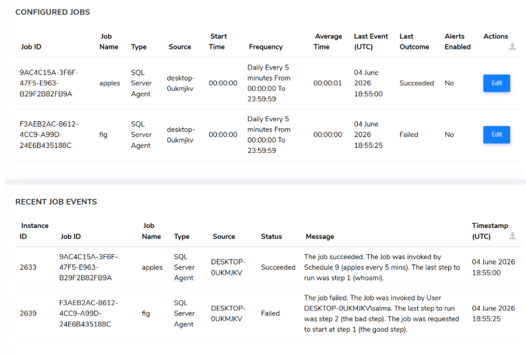 Screenshot of Server Health Interface