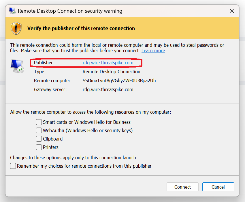 Screenshot of Threatspike Update: Security Cert